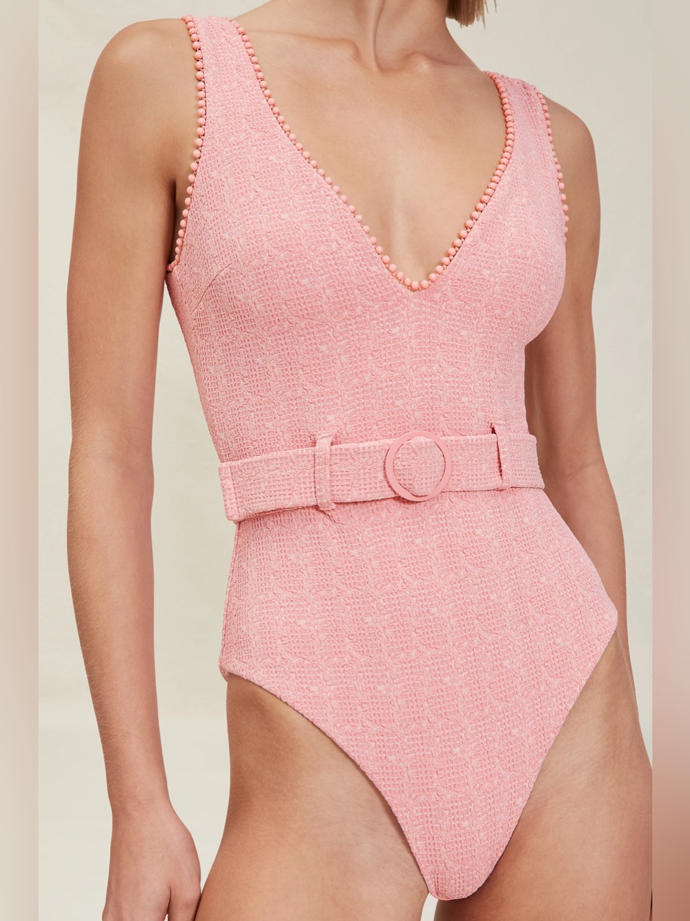Devon Windsor Dixie One Piece Swimsuit Pink Tweed Large